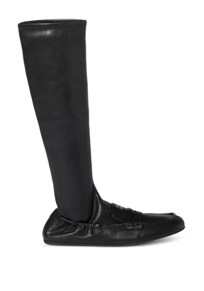 Miu Miu Ruches apron-detail leather boots - Black