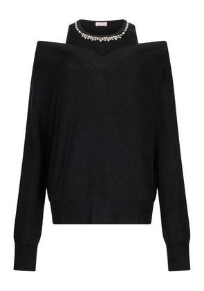 LIU JO cold-shoulder embellished-neck sweater - Black