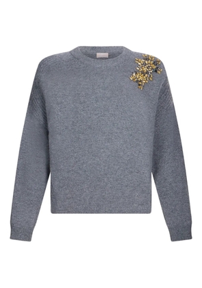 LIU JO crystal-embellished crew-neck sweater - Grey
