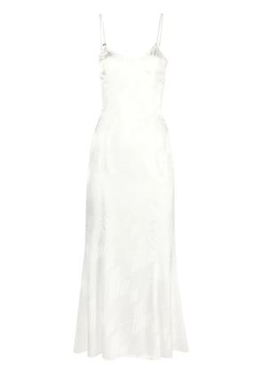 The Attico logo-jacquard satin midi dress - White