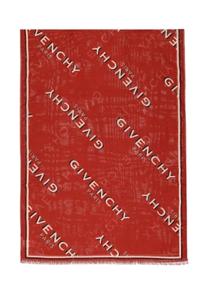 Givenchy logo-lettering frayed scarf - Red