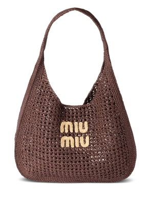 Miu Miu Raffia-effect woven shoulder bag - Brown