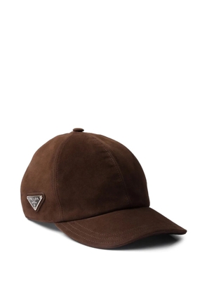 Prada triangle-logo suede baseball cap - Brown