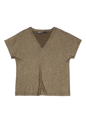 Bimba y Lola lurex V-neck T-shirt - Brown