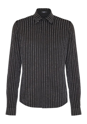 Balmain cotton crystal-striped shirt - Black