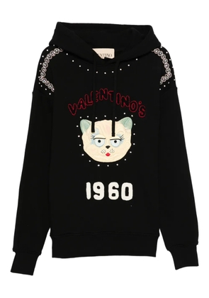 Valentino Garavani cat-embroidered hoodie - Black