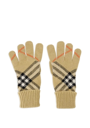 Burberry check ribbed gloves - Neutrals