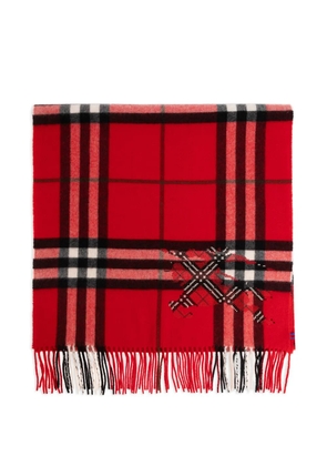 Burberry plaid fringed scarf - Red