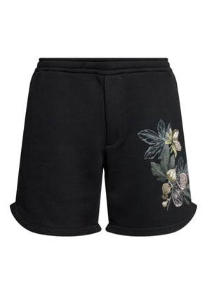Emporio Armani embroidered cotton shorts - Black