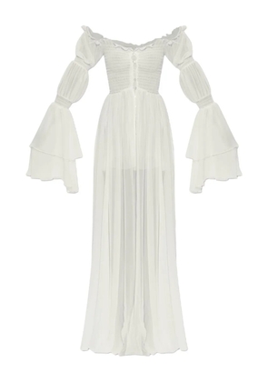 Blumarine buttoned silk chiffon dress - White