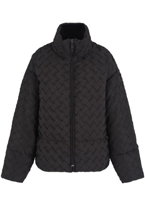 Emporio Armani basket-weave high-neck jacket - Black