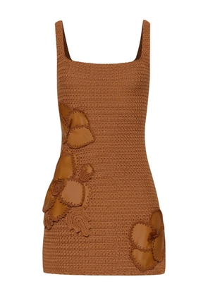 Oscar de la Renta floral crochet mini dress - Brown
