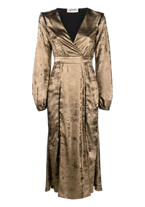 Roberto Cavalli lace-up detail velvet wrap dress - Gold