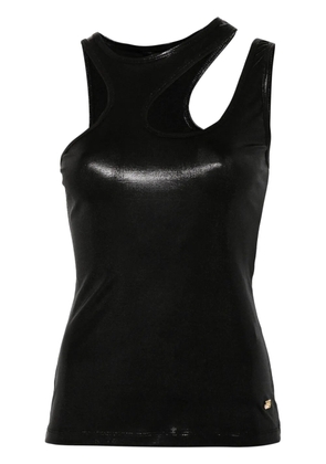 Just Cavalli cut-out lamé top - Black
