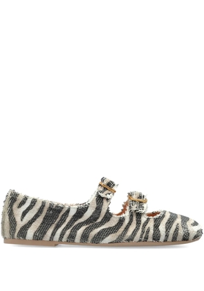 AGL zebra-print buckle ballet flats - Black