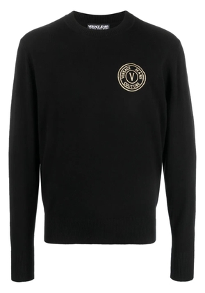 Versace Jeans Couture embroidered-logo knit jumper - Black