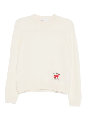 Maison Kitsuné logo-patched round-neck jumper - Neutrals