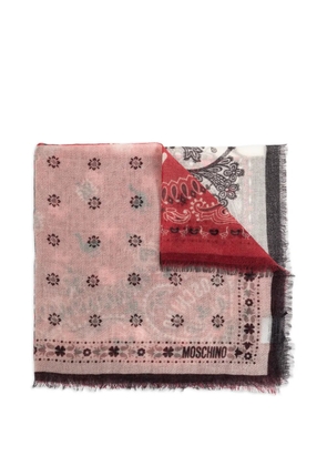 Moschino paisley-print fringed cashmere scarf - Red