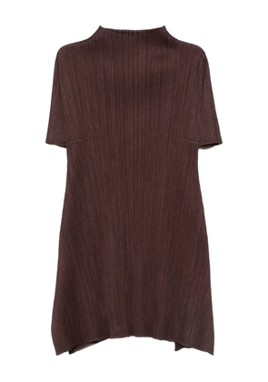 Pleats Please Issey Miyake pleated high-neck mini dress - Brown