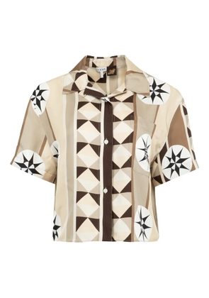LOEWE geometric-print short-sleeve shirt - Brown