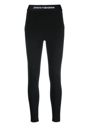Rabanne logo-waistband high-waisted leggings - Black