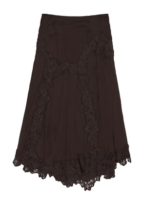 Bimba y Lola lace-trimmed midi skirt - Brown