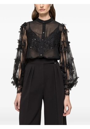 NISSA floral lace shirt - Black