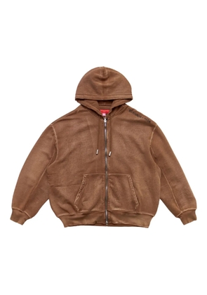 Eckhaus Latta Bison zip-front hoodie - Brown