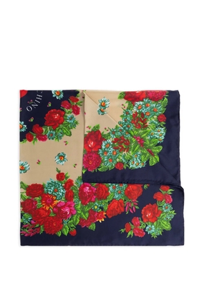 Moschino floral-print silk scarf - Blue
