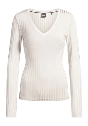 BOSS ribbed V-neck top - White