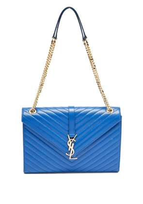 Saint Laurent Pre-Owned medium chevron-leather logo-plaque cross body bag - Blue