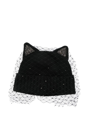 Ca4la embellished veil beanie - Black