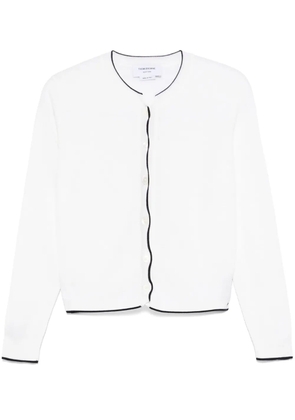Thom Browne 4 Bar Stripes textured cardigan - White