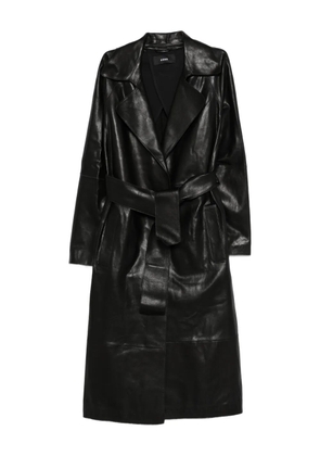 Arma belted leather coat - Black