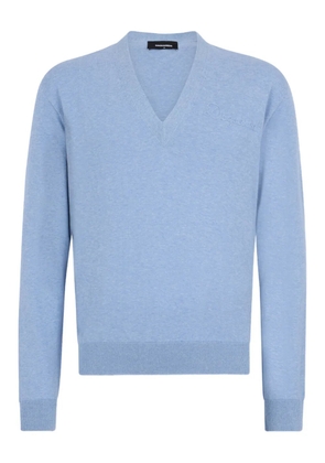 DSQUARED2 v-neck embroidery-logo sweater - Blue