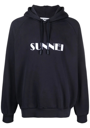 Sunnei logo-print organic-cotton hoodie - Blue