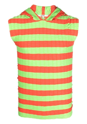 Sunnei striped sleeveless hoodie - Orange