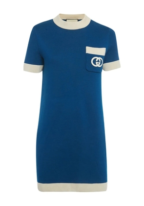 Gucci Pre-Owned logo-embroidery mini dress - Blue