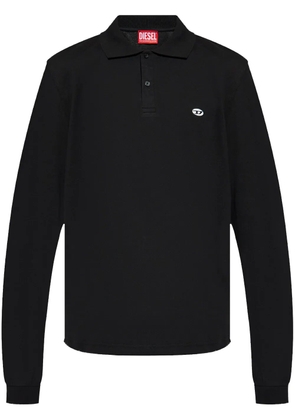 Diesel logo-appliqué long-sleeved polo shirt - Black