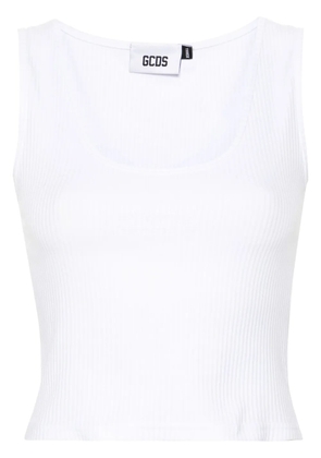 GCDS sequinned-logo ribbed top - White