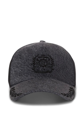 Balmain Écusson-embroidered denim cap - Grey