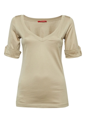 Prada Pre-Owned cotton v-neck top - Brown