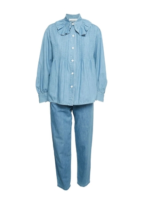 Chloé Pre-Owned 2022 ruffled pleated denim set - Blue