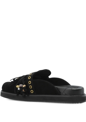 Kurt Geiger London Mayfair fringe embellished buckle mules - Black