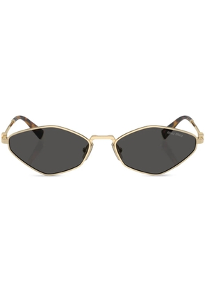 Miu Miu Eyewear logo-lettering geometric-frame sunglasses - Gold