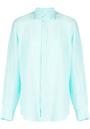 Hackett logo-embroidered linen shirt - Blue