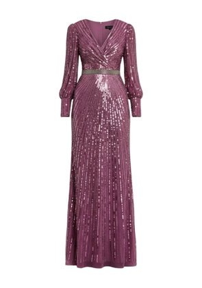 Mac Duggal sequined bishop-sleeves dress - Purple