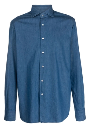 Xacus spread-collar cotton shirt - Blue