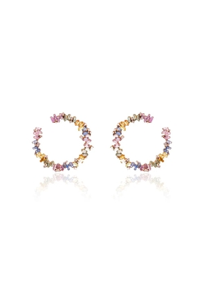 Suzanne Kalan 18kt rose gold Fireworks sapphire and hoop earrings - Pink