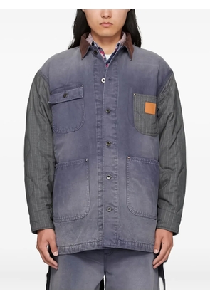 KHOKI quilted-panel corduroy-collar jacket - Blue
